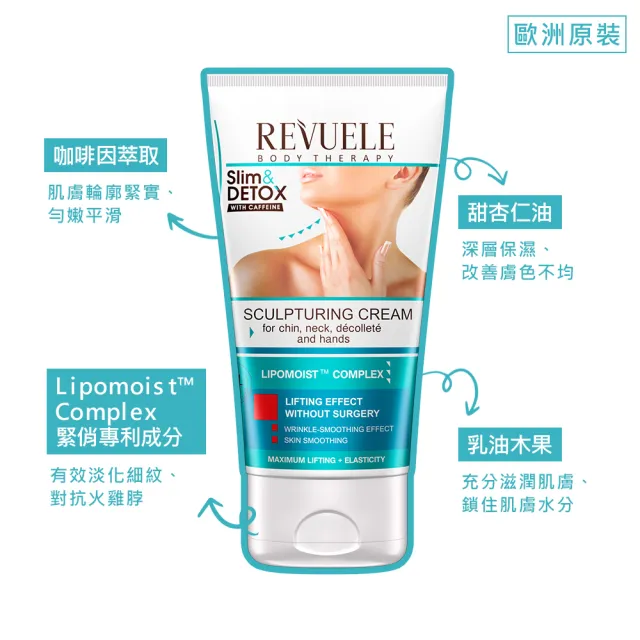 【REVUELE 瑞膚露】咖啡因緊緻美頸霜150ml x3入(針對頸部、下巴、肩膀前臂鬆軟肌膚設計)