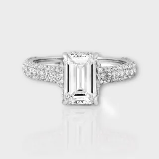 【似曾國際珠寶】現貨出清 IGI 14K 白金 2.02克拉 祖母綠切割培育鑽石戒指(培育鑽)