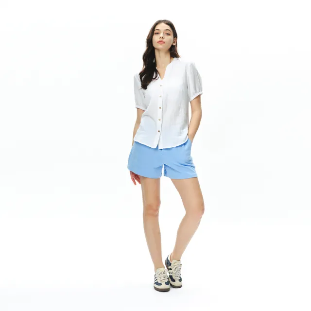 【NAUTICA】官方旗艦 女裝 純棉柔感氣質短袖襯衫(白色)