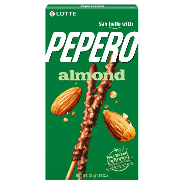 【Lotte 樂天】PEPERO杏仁巧克力口味餅乾棒(共20入)