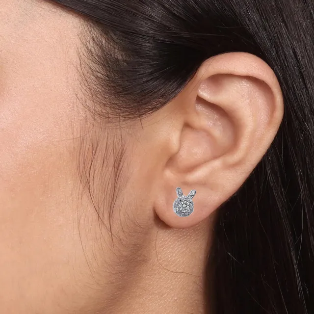 【Luster】年貨節!兔子 30分 D/VS 培育鑽 純銀 鑽石耳環(培育鑽石x2總重0.60克拉)