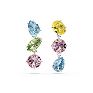 【SWAROVSKI 施華洛世奇】Gema 水滴形耳環 非對稱設計 混合式切割 漸層色 鍍白金色