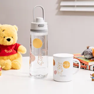 【THERMOS膳魔師】獨家專售_小熊維尼甜甜圈篇彈蓋輕水瓶710ml+不鏽鋼真空杯350ml(TP4329WP+JDG-350WP)