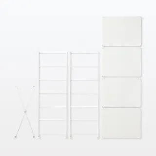 【MUJI 無印良品】SUS鋼製層架組/亮面淺灰/中(大型家具配送)