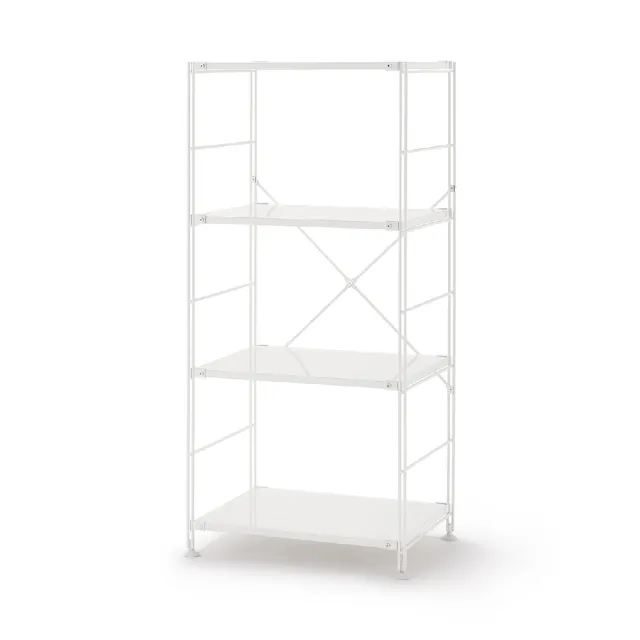 【MUJI 無印良品】SUS鋼製層架組/亮面淺灰/中(大型家具配送)