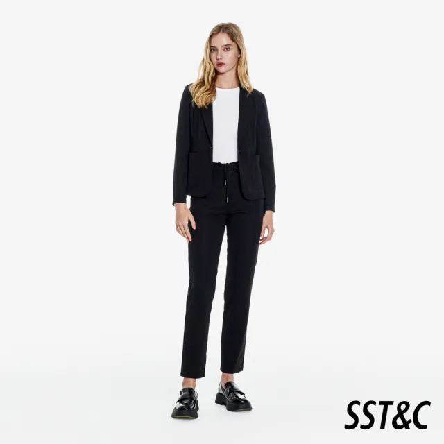 【SST&C】女裝 可機洗_黑色織紋修身版西裝褲01022503005(換季65折)