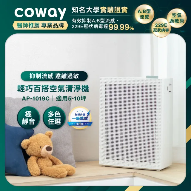 【Coway】5-10坪 綠淨力玩美雙禦空氣清淨機 AP-1019C(組合用)