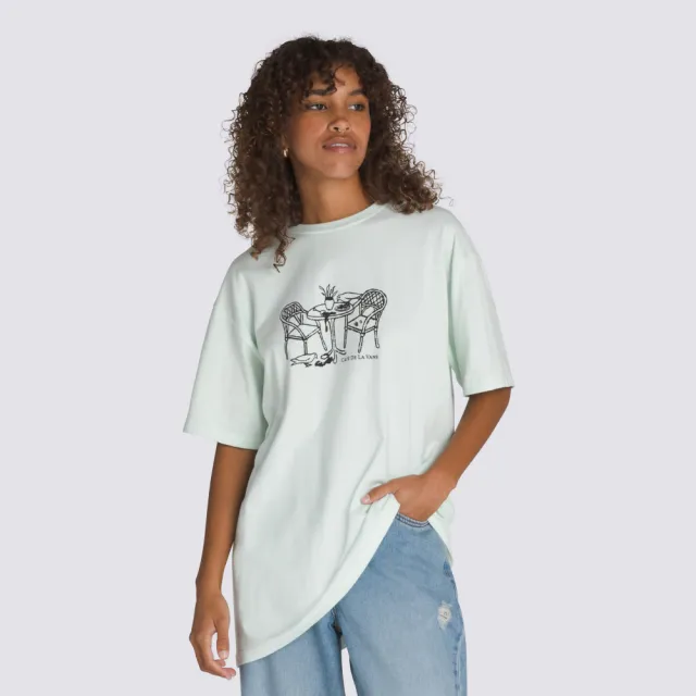 【VANS】官方旗艦 Cafe De La 薄荷色短袖T恤