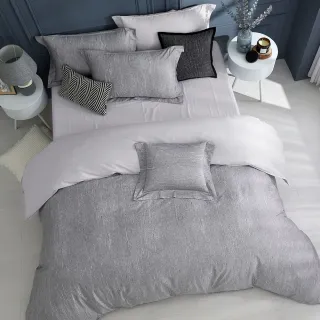 【HOYACASA  禾雅寢具】抗菌沐光長絨棉兩用被床包組特大-雲暮幽霜(300織)