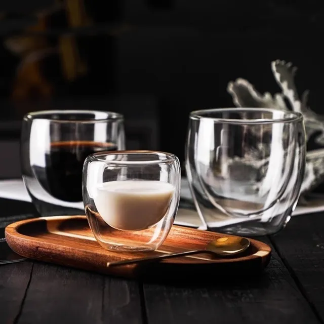 【LEESA】雙層玻璃杯\透明水杯\隔熱杯\雙層\蛋形杯\冷飲杯\入厝禮\咖啡杯\杯子\水杯\玻璃杯\一組兩入