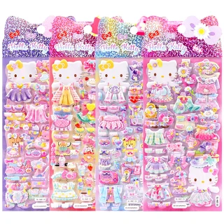 【TDL】凱蒂貓HELLO KITTY立體泡泡貼紙雙層換裝泡棉貼紙玩具組隨機2入組 495873(生日禮物 聖誕節 平輸品)