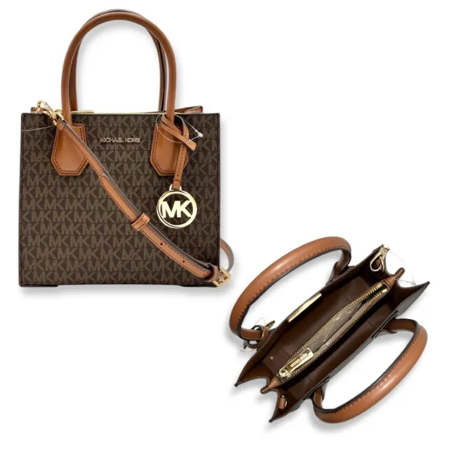 【Michael Kors】MK 女生 琴譜包 經典緹花LOGO PVC防刮皮革 斜背/手提 兩用包 女包(35S1GM9M2B)