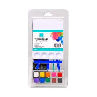 【COLOUR BLOCK】10色粉餅水彩組 附調色盤 筆袋 畫架(畫筆畫架一次擁有 畢業禮物首選)