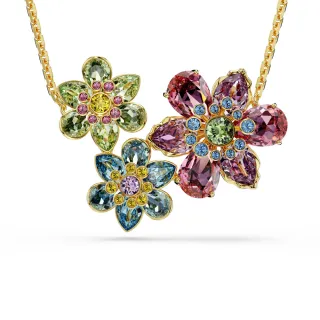【SWAROVSKI 施華洛世奇】Idyllia 鏈墜 混合式切割 花朵 漸層色 鍍金色
