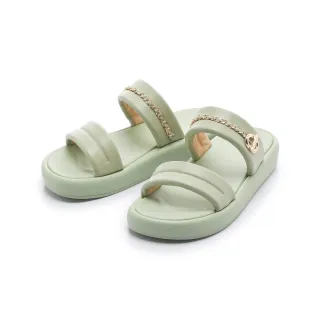 【FAIR LADY】芯太軟 真皮一字帶輕量厚底拖鞋(湖水綠、1B3018)