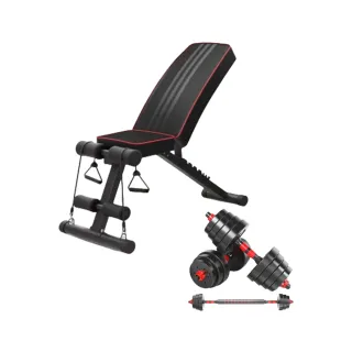 【小不記】多功能健身椅+40kg啞鈴組(啞鈴椅 舉重椅 啞鈴凳 重訓椅 仰臥板 臥推椅 啞鈴 健身器材 重訓器材)