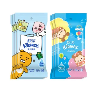 【Kleenex 舒潔】濕式面紙-純水濕巾 15抽x3包x4串