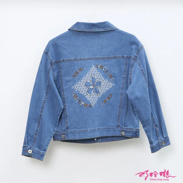 【巧玲瓏】梅花刺繡短版牛仔外套 2347917