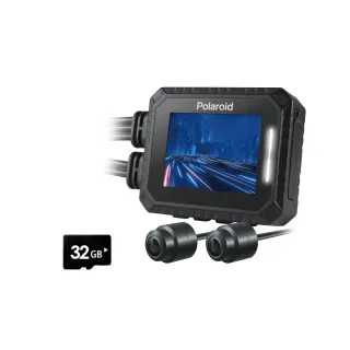 【Polaroid 寶麗萊】含安裝 MS210WG 新巨蜂鷹 機車HDR夜視雙鏡頭行車記錄器-快(內附32G卡 行車紀錄器)