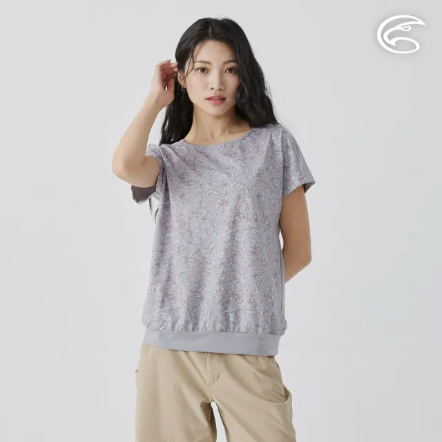 【ADISI】女彈性乾爽快排印花上衣 AL2511065 中灰 M-2XL(吸濕排汗 快乾 排汗衣)