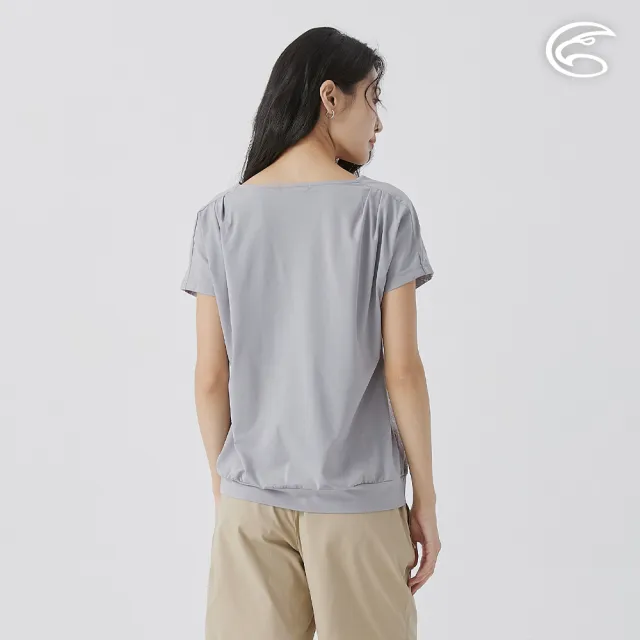 【ADISI】女彈性乾爽快排印花上衣 AL2511065 中灰 M-2XL(吸濕排汗 快乾 排汗衣)
