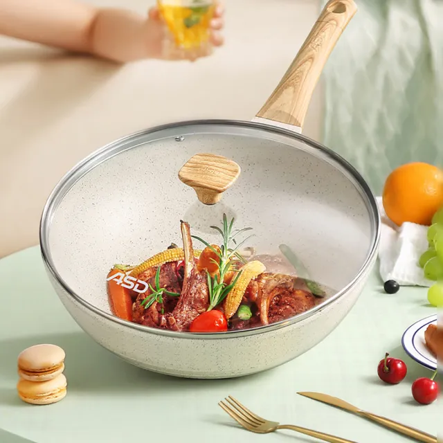 【ASD 愛仕達】輕量鑄造麥飯石聚油不沾深炒鍋28cm(附蓋/IH可用鍋)