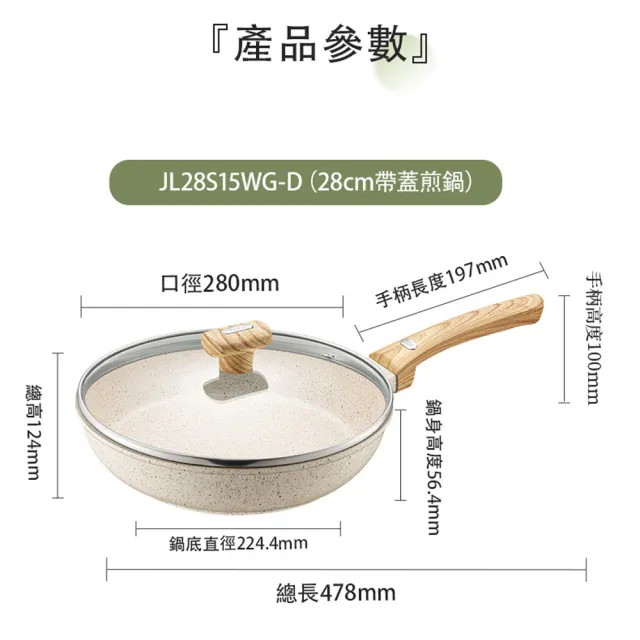 【ASD 愛仕達】鑄造不挑爐具麥飯石聚油不沾平底鍋28cm