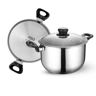 【ASD 愛仕達】晶圓不鏽鋼雙耳湯鍋22cm