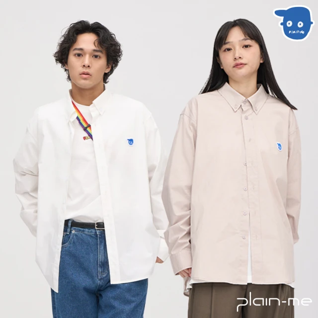 【plain-me】小P社長logo素面修身襯衫 PLN3350-242(男款/女款 共3色 長袖 襯衫 休閒上衣)