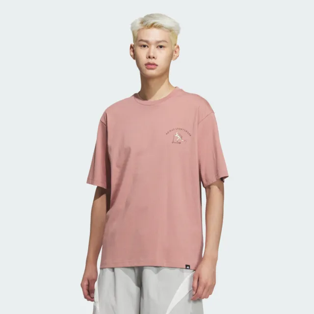 【adidas 愛迪達】Gfx Ss Tee 男 T恤 運動上衣 休閒短袖 棉質 粉紅 亞版(JL6059)
