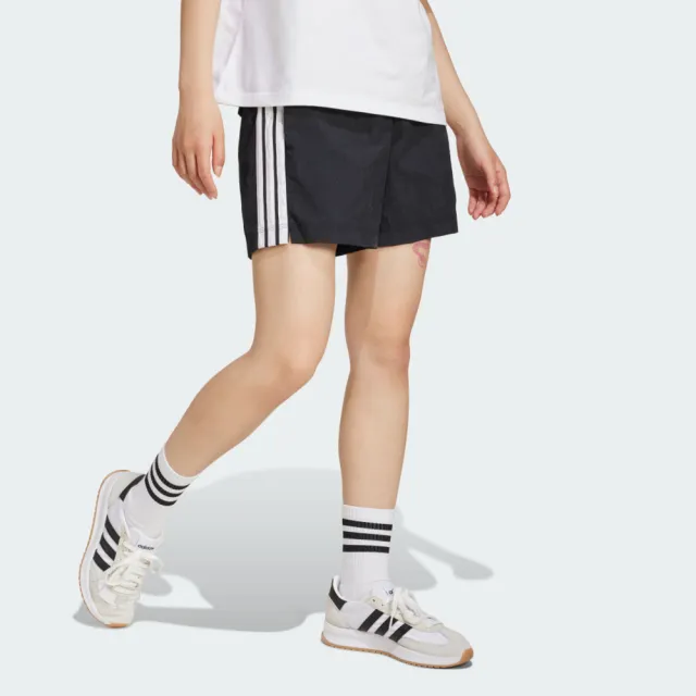 【adidas 愛迪達】W 3s Wv Sho 女 短褲 運動短褲 休閒短褲 黑 白 亞版(JE1309)