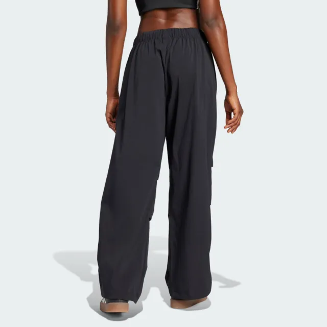 【adidas 愛迪達】Ess S Para Pant 女 長褲 降落傘褲 運動長褲 休閒長褲 黑 亞版(JD0785)