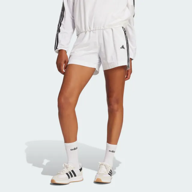 【adidas 愛迪達】W 3s Wv Sho 女 短褲 運動短褲 休閒短褲 白 黑 亞版(JE1310)