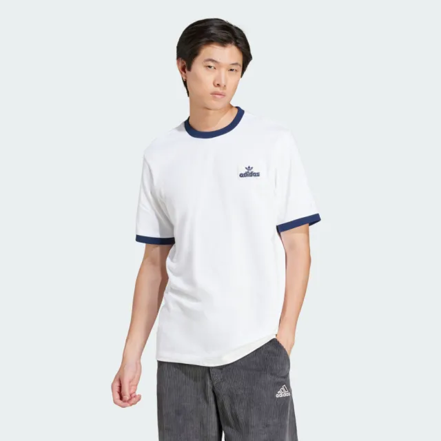 【adidas 愛迪達】Contrast Tee 男 T恤 運動上衣 休閒短袖 白 深藍 亞版(JC8384)