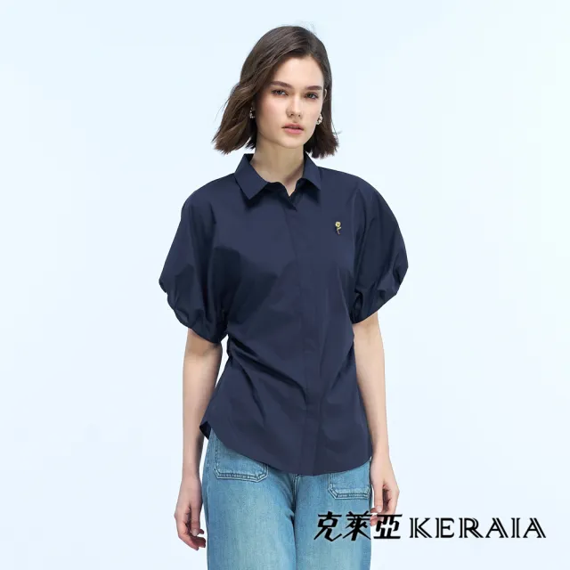 【KERAIA 克萊亞】藝廊漫步法式花苞袖涼感襯衫