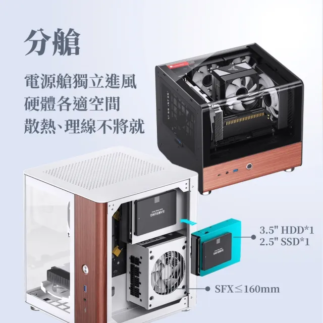 【JONSBO 喬思伯】TK0 雙曲環景機殼(胡桃實木/鋁合金/海景/可橫躺/分艙/ITX/Matx-2dimm/SFX)
