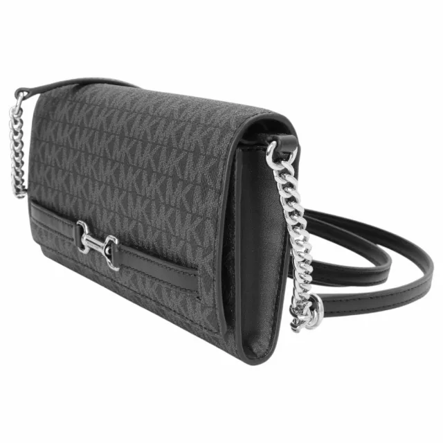 【Michael Kors】金屬竹節釦防刮LOGO可拆手拿/斜背包(黑)