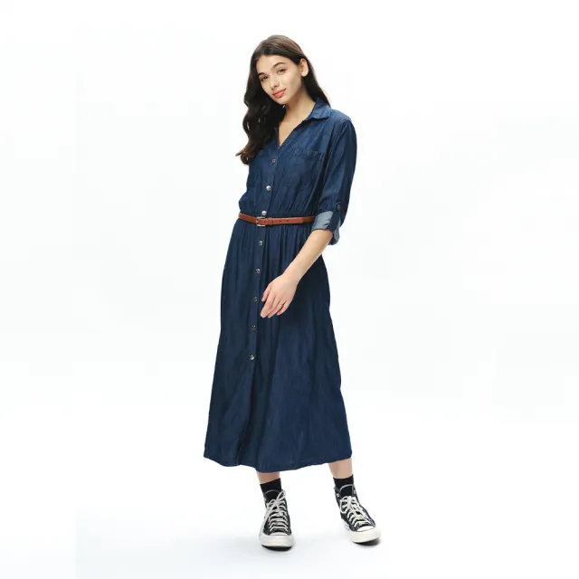 【NAUTICA】官方旗艦 女裝 率性牛仔連身長裙(藍色)