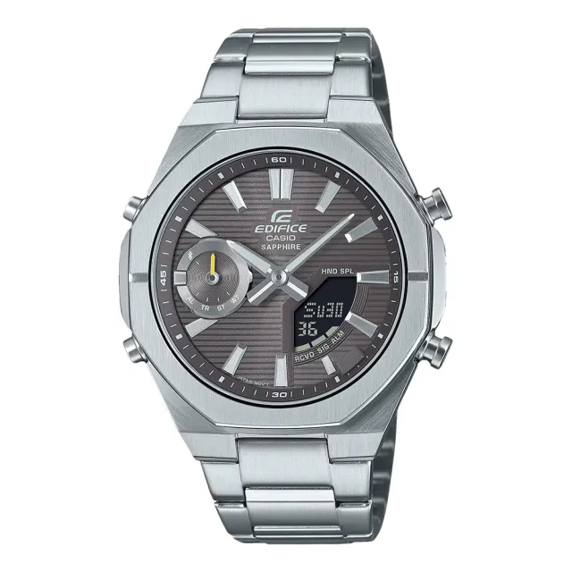 【CASIO 卡西歐】EDIFICE 雙顯男錶 藍芽連線 藍寶石水晶玻璃 超薄錶殼 防水100米(ECB-S10D-8A)
