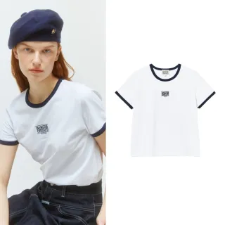 【MARITHE FRANCOIS GIRBAUD】官方旗艦 女版 經典LOGO領口撞色滾邊TEE MFG(白色)