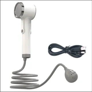 【CL】免插電 無線淋浴機 電動花灑 家用 戶外露營洗澡 花灑套裝(白色 免插電免安裝 送折疊水桶 預售15天)