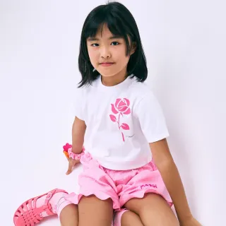 【MARDI MERCREDI】童裝 印花短TEE 白色 粉玫瑰 剪裁 KIDS CROPPED TSHIRT UNE ROSE