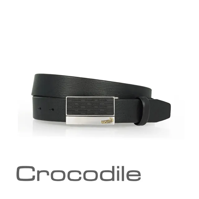【Crocodile】鱷魚皮件 自動扣皮帶 男生皮帶 32mm-0101-40051-黑色(真皮自動皮帶 男生送禮