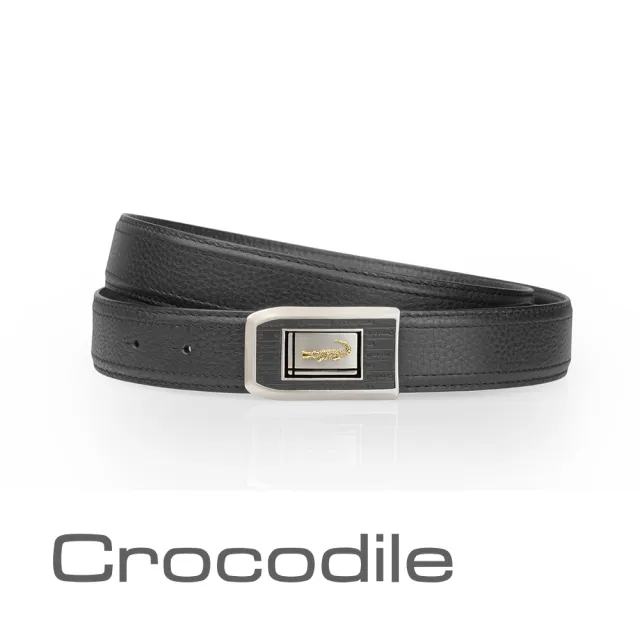 【Crocodile】雙11 鱷魚皮件 打洞皮帶 真皮皮帶 紳士皮帶 32mm-0101-7019-黑色(男生皮帶推薦 送