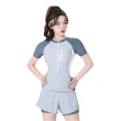 【SWIMFLOW】顯瘦雙色泳衣 連身泳衣 水母衣(女生泳衣 衝浪衣 玩水泳衣 游泳泳衣 顯瘦泳衣 游泳)