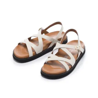 【FAIR LADY】小時光 簡約交叉雙帶厚底真皮涼鞋(奶油、1A3029)