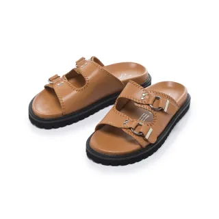 【FAIR LADY】小時光 復古車線寬帶厚底涼拖鞋(蜜糖棕、2B3035)