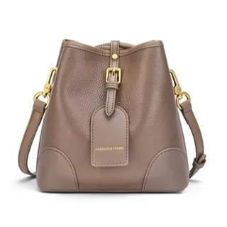 【米蘭精品】限時搶購 真牛皮側背包真皮革單肩背包托特包手提包隨身女包包(大容量手提側背水桶包74ca19)