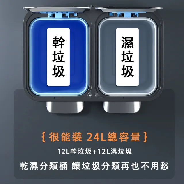 【佳美多】垃圾桶 家用 廚房 幹濕分離垃圾桶 不鏽鋼 腳踏 客廳帶蓋 雙桶 腳踩大號衛生桶 (雙桶雙蓋)