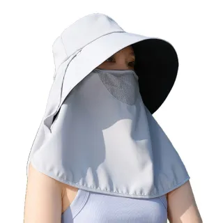 【樂適多】全方位連頸披肩防曬帽 MO650(防曬帽 遮陽帽 黑膠防曬帽 漁夫帽 寬沿帽)